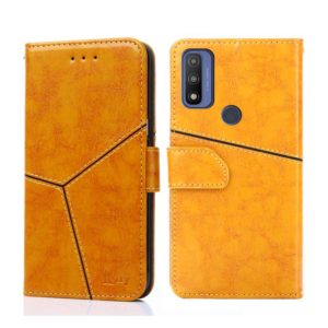 For Motorola Moto G Pure Geometric Stitching Horizontal Flip Leather Phone Case(Yellow) (OEM)