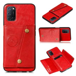 For vivo Y20 Double Buckle PU + TPU Shockproof Magnetic Protective Case with Card Slots & Holder(Red) (OEM)