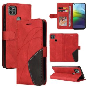 For Motorola Moto G9 Power Dual-color Splicing Horizontal Flip PU Leather Case with Holder & Card Slots & Wallet(Red) (OEM)