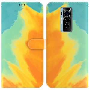 For Tecno Phantom X Watercolor Pattern Horizontal Flip Leather Phone Case(Autumn Leaf Color) (OEM)