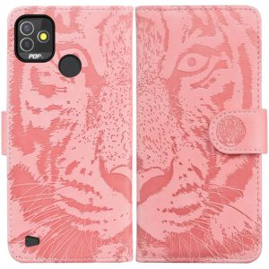 For Tecno Pop 5P Tiger Embossing Pattern Horizontal Flip Leather Phone Case(Pink) (OEM)