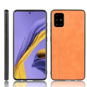 For Galaxy A51 Shockproof Sewing Cow Pattern Skin PC + PU + TPU Case(Orange) (OEM)
