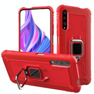 For Huawei Enjoy 10E Carbon Fiber Protective Case with 360 Degree Rotating Ring Holder(Red) (OEM)