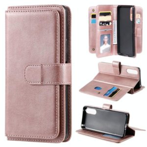 For Sony Xpeira 10 II Multifunctional Magnetic Copper Buckle Horizontal Flip Solid Color Leather Case with 10 Card Slots & Wallet & Holder & Photo Frame(Rose Gold) (OEM)