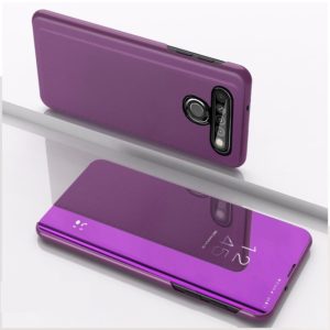 For LG K51S Plated Mirror Horizontal Flip Leather Case with Holder(Purple) (OEM)