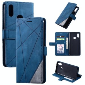 For Samsung Galaxy A10s Skin Feel Splicing Horizontal Flip Leather Case with Holder & Card Slots & Wallet & Photo Frame(Blue) (OEM)