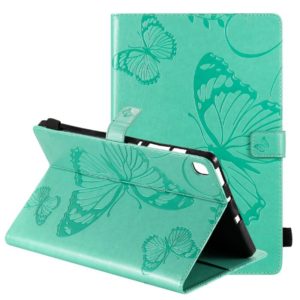 For Samsung Galaxy S6 Lite P610 Pressed Printing Butterfly Pattern Horizontal Flip Leather Case with Holder & Card Slots & Wallet & Sleep / Wake-up Function (Green) (OEM)