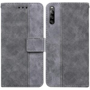 For Sony Xperia L4 Geometric Embossed Leather Phone Case(Grey) (OEM)