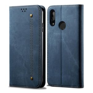 For Huawei Y9 (2019) Denim Texture Casual Style Horizontal Flip Leather Case with Holder & Card Slots & Wallet(Blue) (OEM)