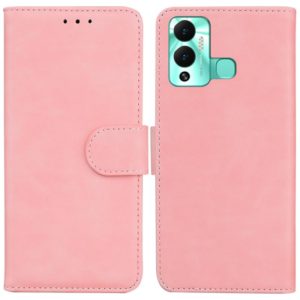 For Infinix Hot 12 Play Skin Feel Pure Color Flip Leather Phone Case(Pink) (OEM)