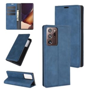 For Samsung Galaxy Note20 Ultra Retro-skin Business Magnetic Suction Leather Case with Holder & Card Slots & Wallet(Dark Blue) (OEM)