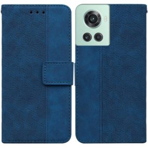 For OnePlus 10R / Ace Geometric Embossed Leather Phone Case(Blue) (OEM)
