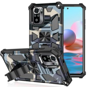 For Xiaomi Redmi Note 10 Pro Camouflage Armor Shockproof TPU + PC Magnetic Protective Case with Holder(Baby Blue) (OEM)