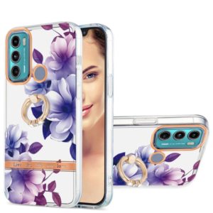 For Motorola Moto G60 / G40 Fusion Ring IMD Flowers TPU Phone Case(Purple Begonia) (OEM)