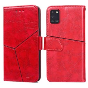 For Samsung Galaxy A31(EU Version) Geometric Stitching Horizontal Flip TPU + PU Leather Case with Holder & Card Slots & Wallet(Red) (OEM)