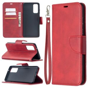 For Samsung Galaxy S20 FE 5G / S20 Lite Lambskin Texture Pure Color Horizontal Flip PU Leather Case with Holder & Card Slots & Wallet & Lanyard(Red) (OEM)