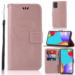 For Samsung Galaxy A72 5G / 4G Wind Chime Owl Embossing Pattern Horizontal Flip Leather Case with Holder & Card Slots & Wallet(Rose Gold) (OEM)