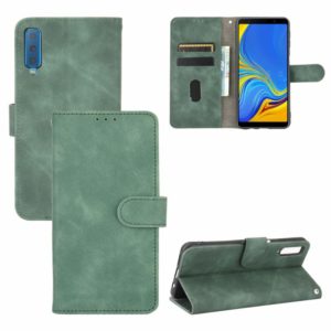 For Samsung Galaxy A7 (2018) Solid Color Skin Feel Magnetic Buckle Horizontal Flip Calf Texture PU Leather Case with Holder & Card Slots & Wallet(Green) (OEM)