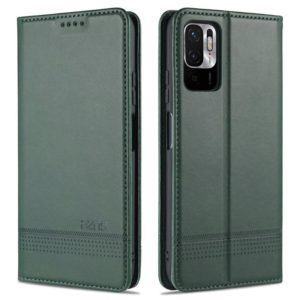 For Xiaomi Redmi Note 10 5G AZNS Magnetic Calf Texture Horizontal Flip Leather Case with Card Slots & Holder & Wallet(Dark Green) (AZNS) (OEM)