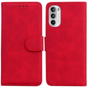 For Motorola Moto G62 5G Skin Feel Pure Color Flip Leather Phone Case(Red) (OEM)