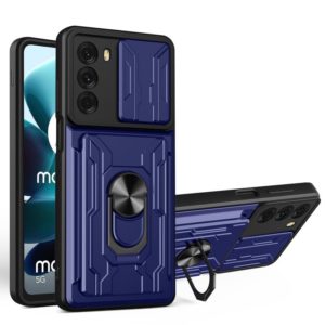 For Motorola Moto G200 5G / Edge S30 Sliding Camshield TPU+PC Phone Case with Card Slot(Sapphire Blue) (OEM)