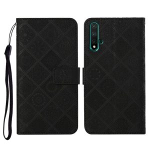 For Huawei Honor 20 Ethnic Style Embossed Pattern Horizontal Flip Leather Case with Holder & Card Slots & Wallet & Lanyard(Black) (OEM)