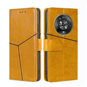 For Honor Magic4 Geometric Stitching Horizontal Flip Leather Phone Case(Yellow) (OEM)