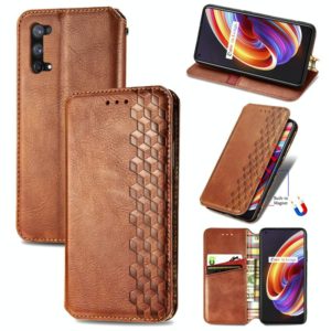 For OPPO Realme X7 Cubic Grid Pressed Horizontal Flip Magnetic PU Leather Case with Holder & Card Slots & Wallet(Brown) (OEM)