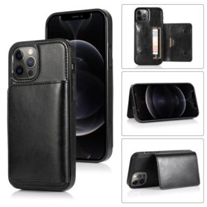For iPhone 12 Pro Max Shockproof PU + TPU Protective Case with Card Slots & Holder(Black) (OEM)