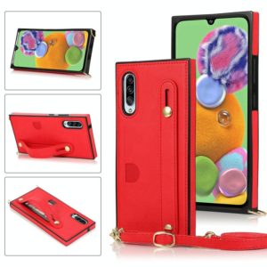 For Samsung Galaxy A90 5G Wrist Strap PU+TPU Shockproof Protective Case with Crossbody Lanyard & Holder & Card Slot(Red) (OEM)