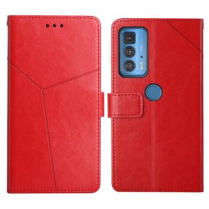 For Motorola Edge 20 Pro Y Stitching Horizontal Flip Leather Phone Case with Holder & Card Slots & Wallet & Photo Frame(Red) (OEM)