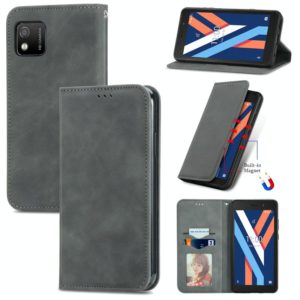 For Wiko Y52 Retro Skin Feel Magnetic Horizontal Flip Leather Phone Case(Gray) (OEM)