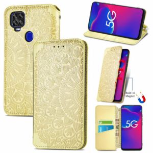 For ZTE Axon 11 SE 5G Blooming Mandala Embossed Pattern Magnetic Horizontal Flip Leather Case with Holder & Card Slots & Wallet(Yellow) (OEM)