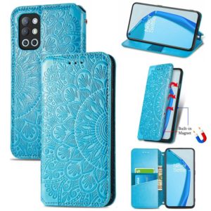 For OnePlus 9R Blooming Mandala Embossed Pattern Magnetic Horizontal Flip Leather Case with Holder & Card Slots & Wallet(Blue) (OEM)