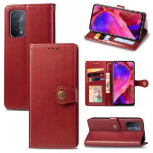 For OPPO A93 5G / A74 5G Solid Color Leather Buckle Phone Case with Lanyard & Photo Frame & Card Slot & Wallet & Stand Function(Red) (OEM)