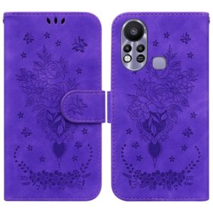 For Infinix Hot 11s X6812 Butterfly Rose Embossed Leather Phone Case(Purple) (OEM)