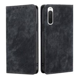 For Sony Xperia 10 IV RFID Anti-theft Brush Magnetic Leather Phone Case(Black) (OEM)