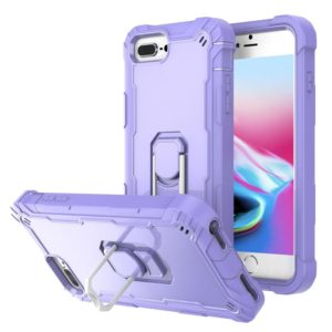 PC + Rubber 3-layers Shockproof Protective Case with Rotating Holder For iPhone 8 Plus / 7 Plus(Purple) (OEM)