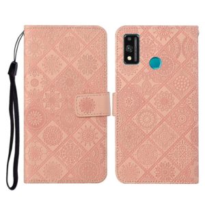 For Huawei Honor 9X Lite Ethnic Style Embossed Pattern Horizontal Flip Leather Case with Holder & Card Slots & Wallet & Lanyard(Pink) (OEM)