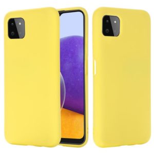 For Samsung Galaxy A22 5G Solid Color Liquid Silicone Dropproof Full Coverage Protective Case(Yellow) (OEM)