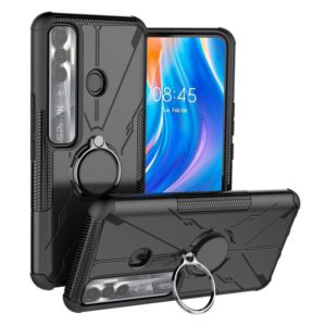 For Tecno Spark 7 Pro Armor Bear Shockproof PC + TPU Phone Protective Case with Ring Holder(Black) (OEM)