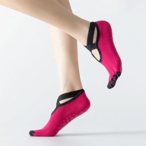 Professional Yoga Socks Non-Slip Five-Finger Split Toe Strap Ballet Dance Cotton Socks, Size: One Size(Rose Red) (OEM)
