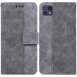 For Motorola Moto G50 5G Geometric Embossed Leather Phone Case(Grey) (OEM)