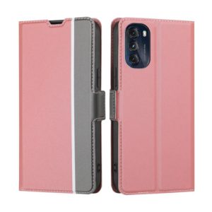 For Motorola Moto G 5G 2022 Twill Texture Side Button Leather Phone Case(Pink) (OEM)