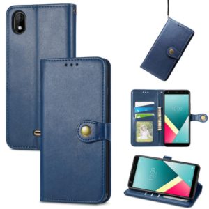 For Wiko Y61 Solid Color Leather Buckle Phone Case with Lanyard & Photo Frame & Card Slot & Wallet & Stand Function(Blue) (OEM)
