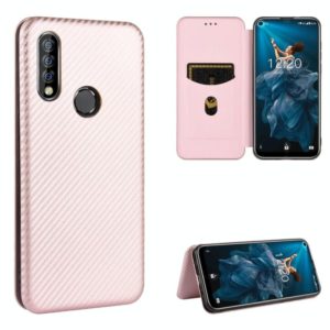 For Oukitel C17 / C17 Pro Carbon Fiber Texture Horizontal Flip TPU + PC + PU Leather Case with Card Slot(Pink) (OEM)