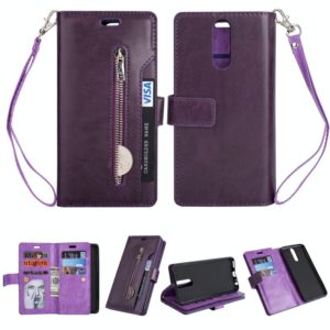 For Huawei Mate 10 Lite / Maimang 6 Multifunctional Zipper Horizontal Flip Leather Case with Holder & Wallet & 9 Card Slots & Lanyard(Purple) (OEM)