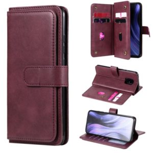 For Xiaomi Redmi 10X 5G / Redmi 10X Pro 5G Multifunctional Magnetic Copper Buckle Horizontal Flip Solid Color Leather Case with 10 Card Slots & Wallet & Holder & Photo Frame(Wine Red) (OEM)
