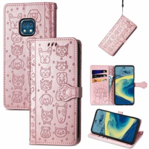 For Nokia XR20 Lovely Cat and Dog Embossing Pattern Horizontal Flip Leather Case , with Holder & Card Slots & Wallet & Cartoon Clasp & Lanyard(Rose Gold) (OEM)