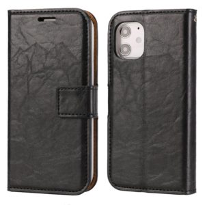 For iPhone 12 mini Crazy Horse Texture Detachable Magnetic Back Cover Horizontal Flip Leather Case with Holder & Card Slots & Photo Frame & Wallet (Black) (OEM)